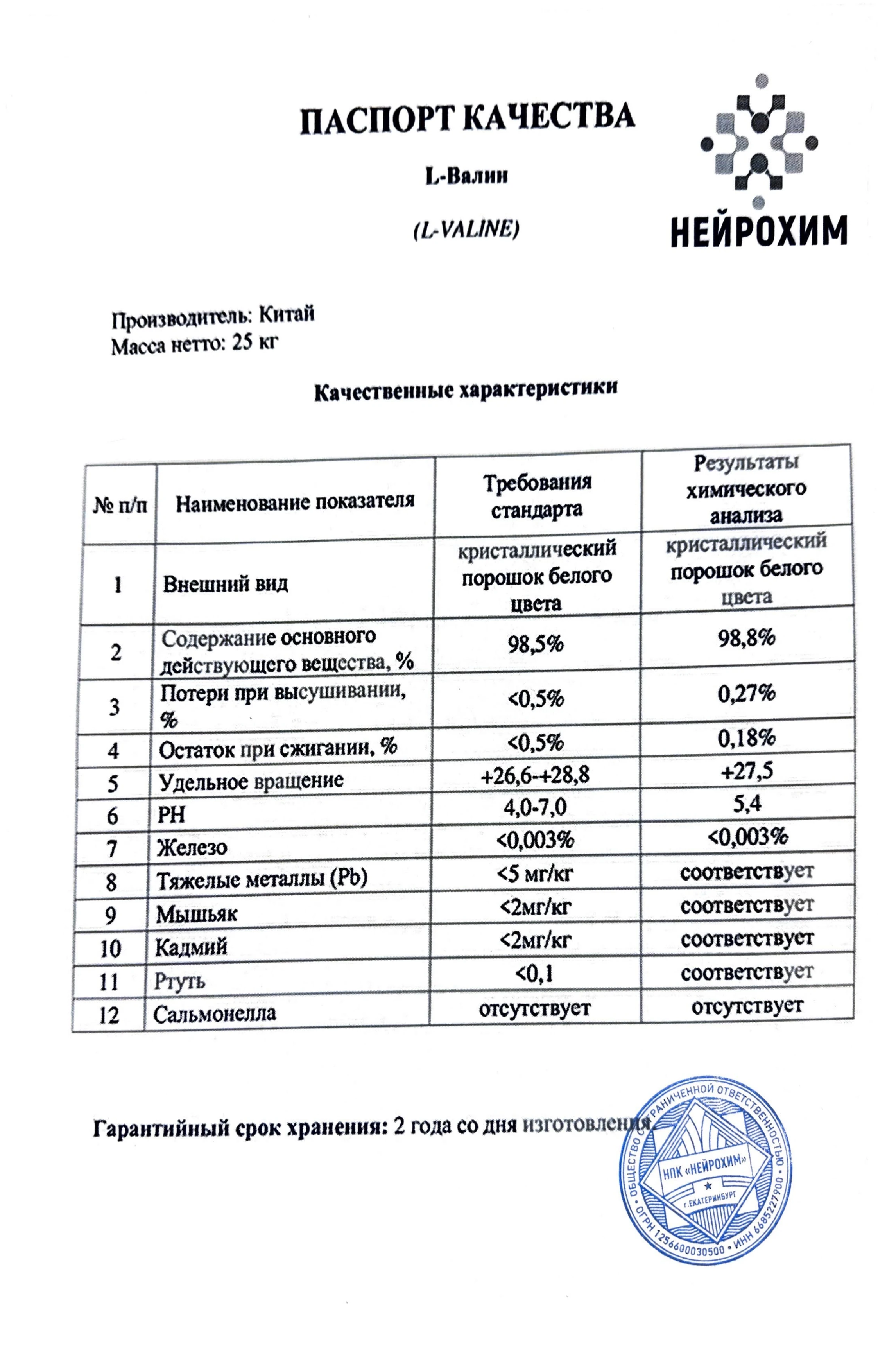 L-валин СЕРТ ИМП
